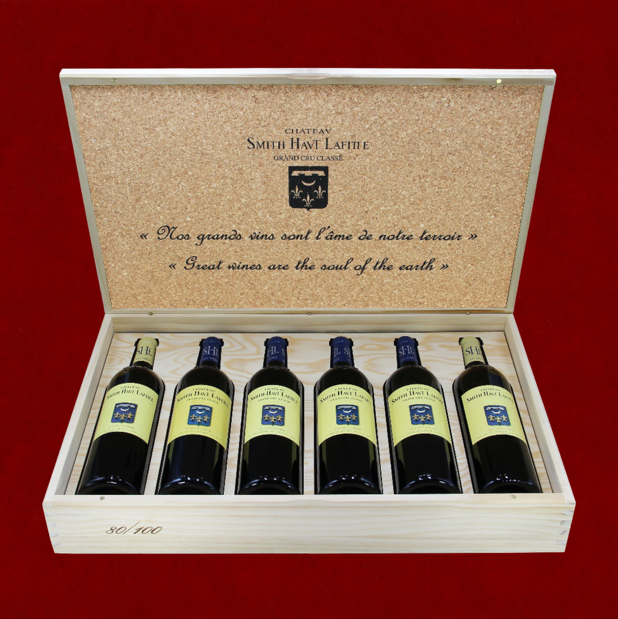 Château Smith Haut Lafitte - Caisse Bois Prestige Gravée – 6 Millésimes à Plat